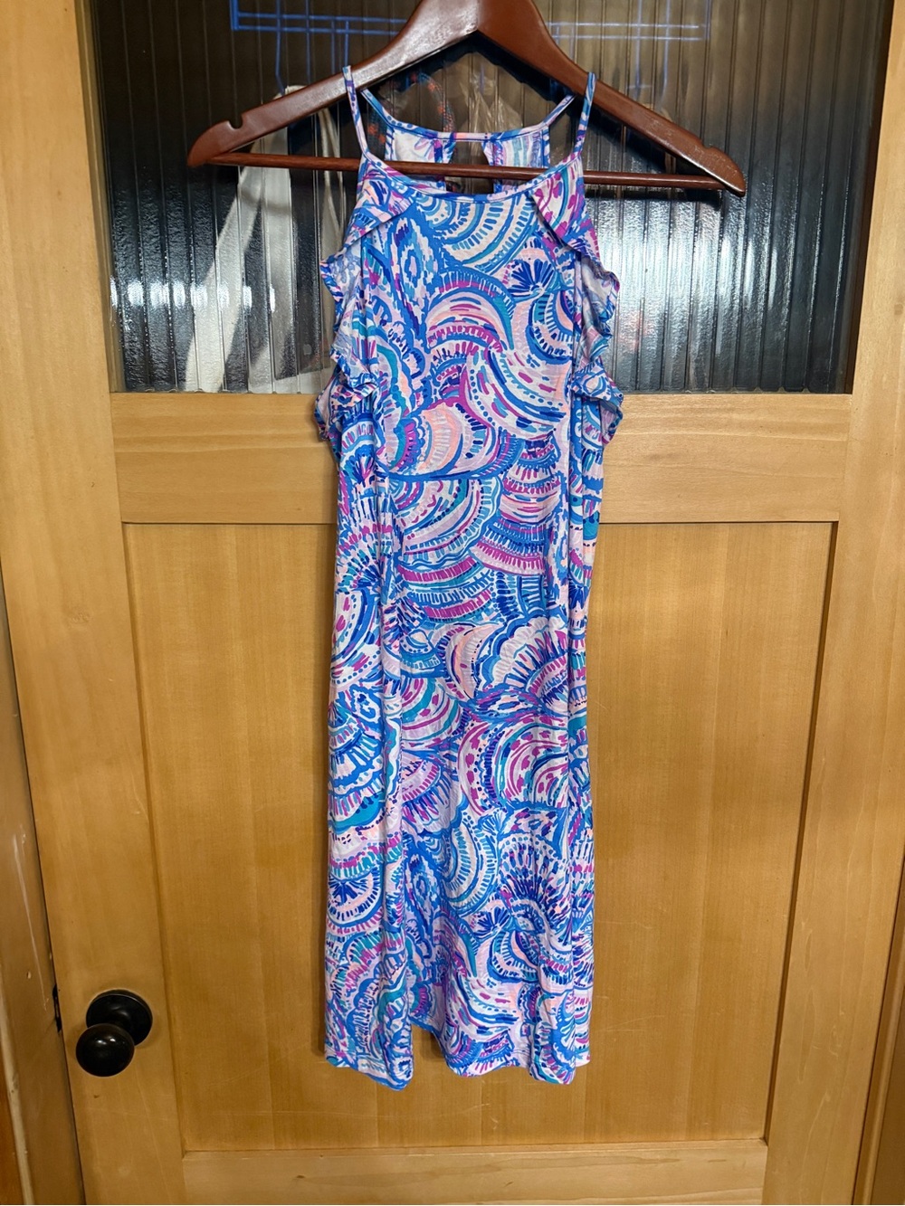 Lilly Pulitzer "Happy As A Clam" Billie Halter Ruffle Shift Dress Size XS-0/2